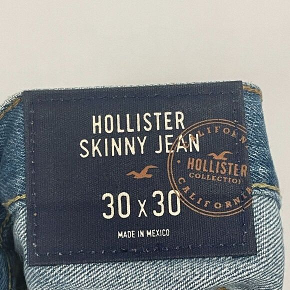 2/$30 Hollister Classic Skinny Jeans Distressed Medium Wash Denim Men's 30x30 - Picture 7 of 8